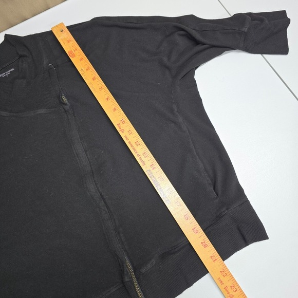 Eileen Fisher Jacket Womens Large Black Asymmetrical Zipper 1/3 Sleeve Stretch - Picture 10 of 12